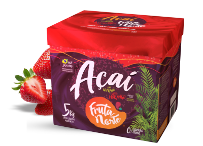 Pote 5kg açaí com guaraná sabor morango Fruta Norte